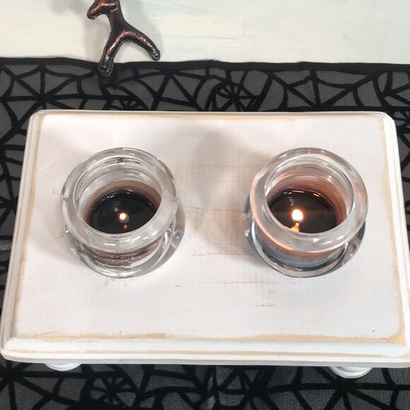 Partylite Glass Halloween Cauldron Votive Holder Set of 2 - Picture 2 of 6